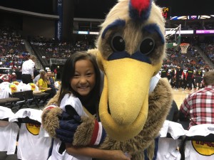 Rachel and the New Orleans mascot